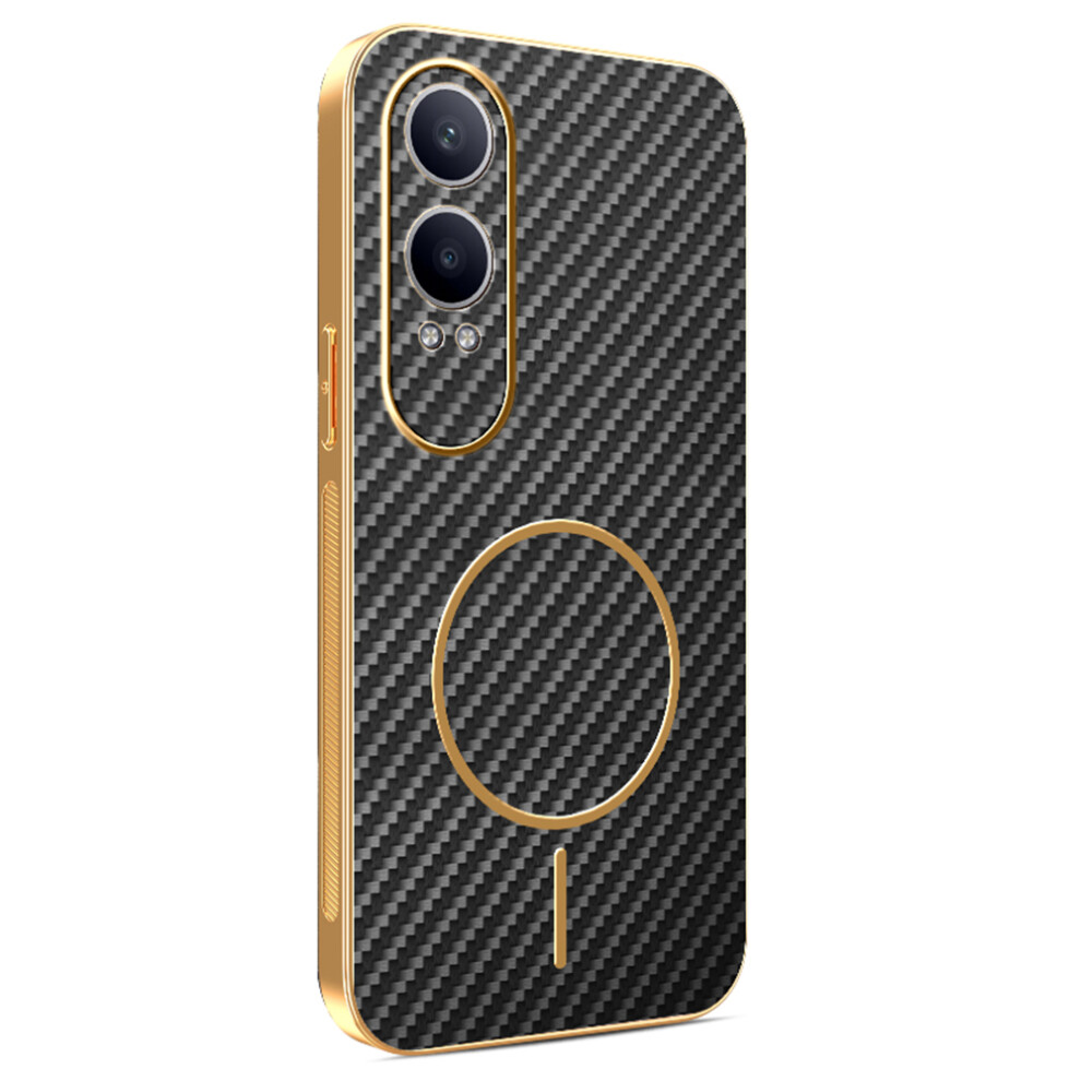 (Black) For Oneplus Nord Ce4 Lite 5G / Oppo K12x 5G (China) Phone Case Carbon Fiber Textured Electroplated Tpu Back Cover Black 6914299148630