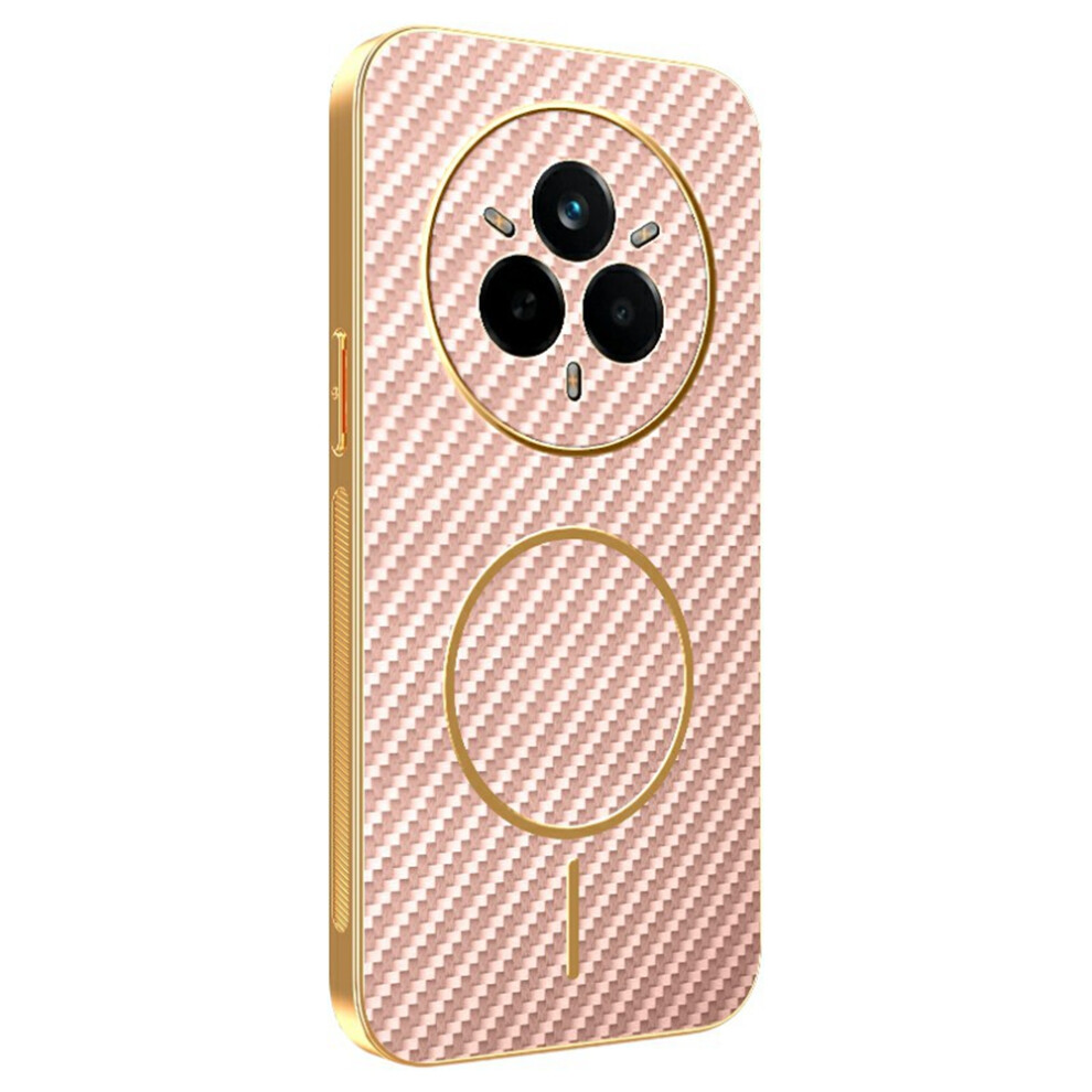 (Pink) For Realme 14 Pro 5G Phone Case Carbon Fiber Textured Electroplated Tpu Back Cover Pink 6914298703878