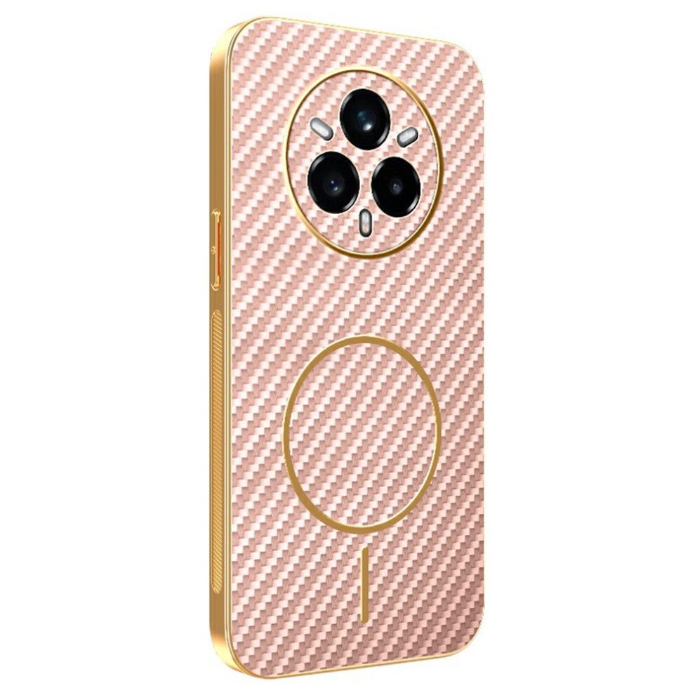 (Pink) For Realme 14 Pro+ 5G Phone Case Carbon Fiber Textured Electroplated Tpu Back Cover Pink 6914296827804
