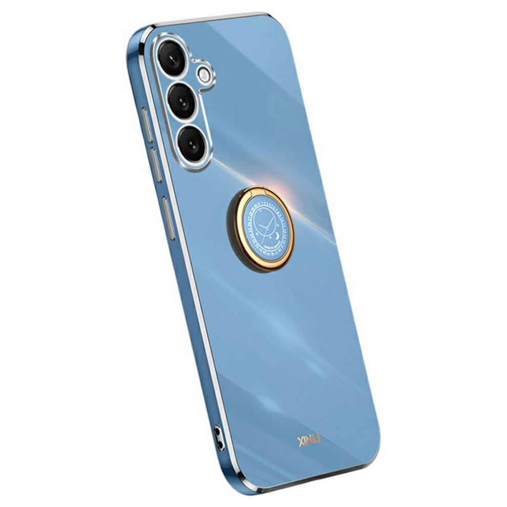 (Blue) Xinli For Samsung Galaxy S25 Fe Case Ring Kickstand Electroplating Tpu Phone Cover Blue 6914296436747