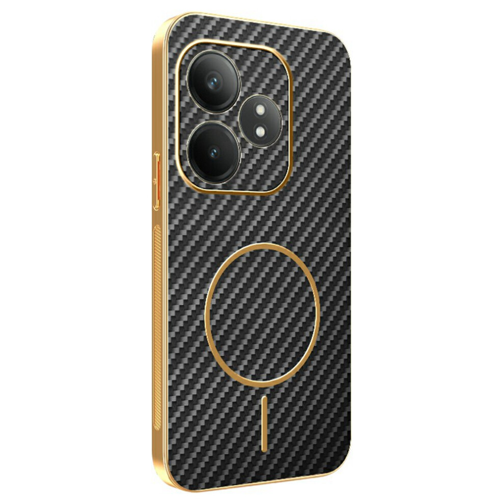 (Black) Phone Case For Realme Gt Neo6 Se 5G / Gt Neo6 5G / Gt 6T 5G / Gt 6 5G Carbon Fiber Textured Electroplated Tpu Back Cover Black 6914297454344