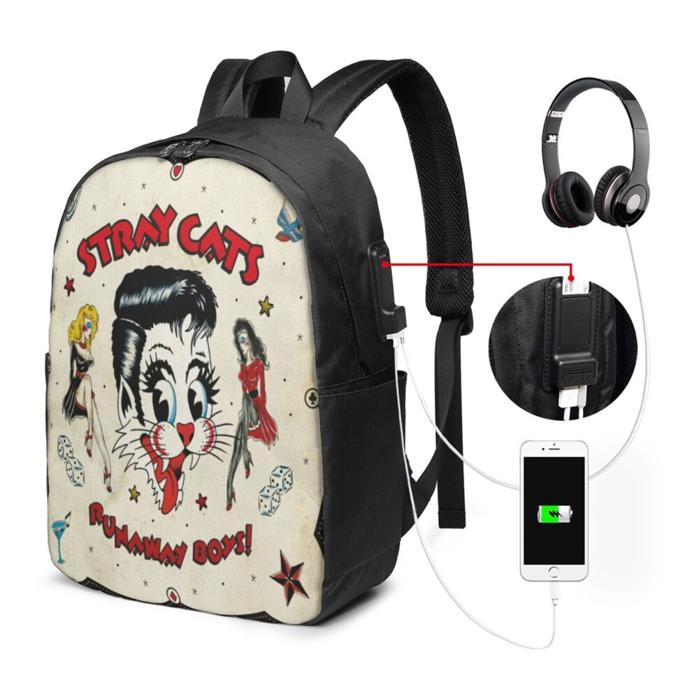Stray Cats Travel Laptop Backpack Water Resistant 15.6 Inch 900881732482