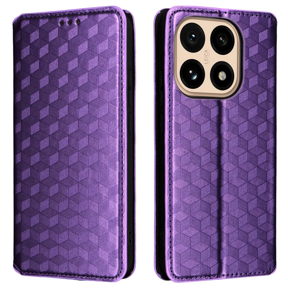 (Purple) For Xiaomi 15T Case Wallet Rhombus Imprinted Leather Phone Cover Purple 6914291328887