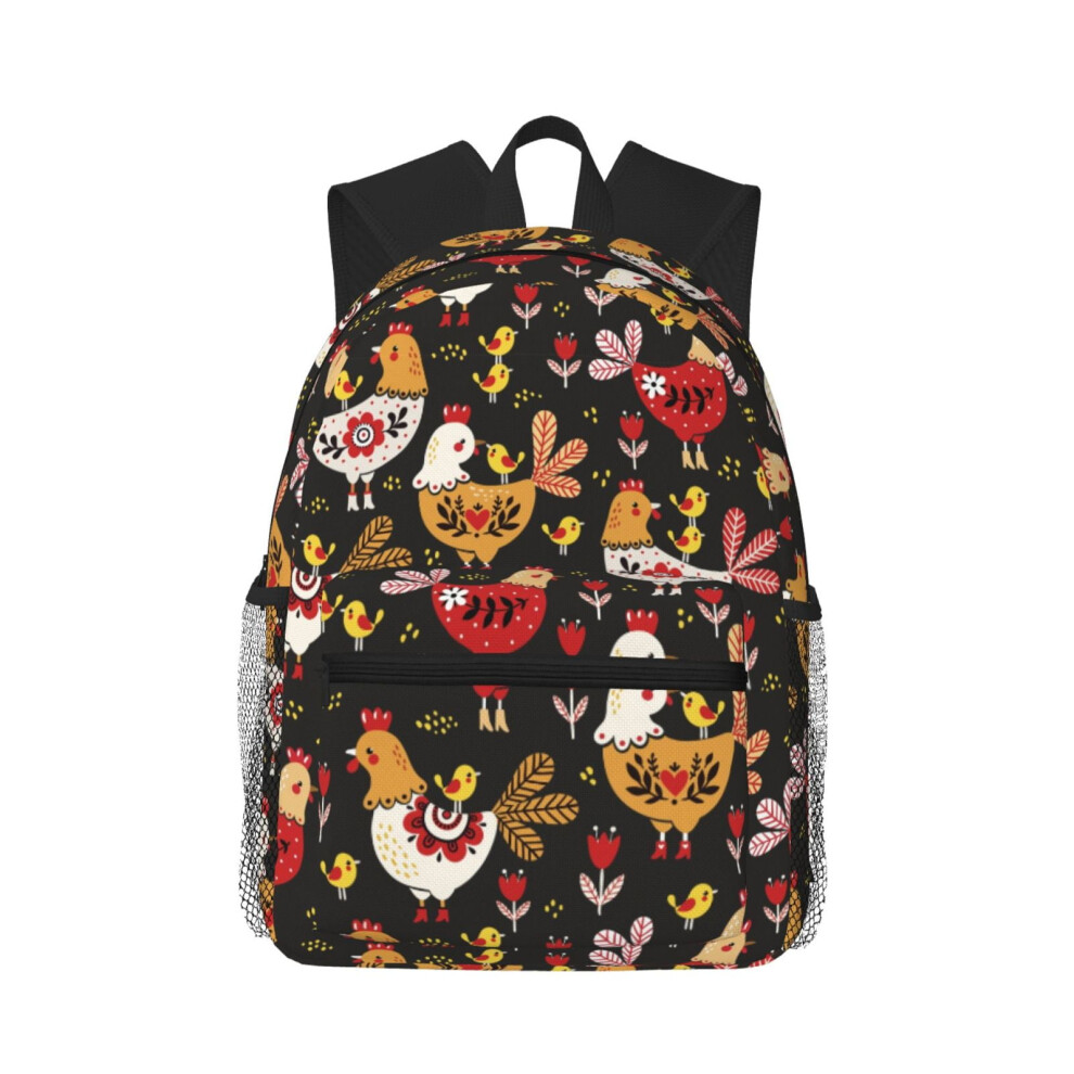 Chicken-Print Laptop Backpack For Travel And Hiking 900881733205