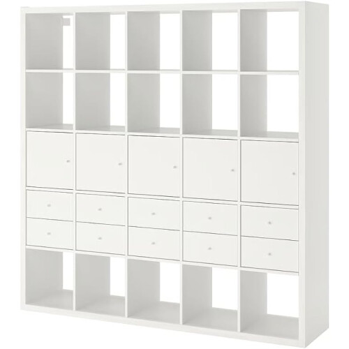 KALLAX 25-Cube Bookcase with 10 Inserts 182x182cm