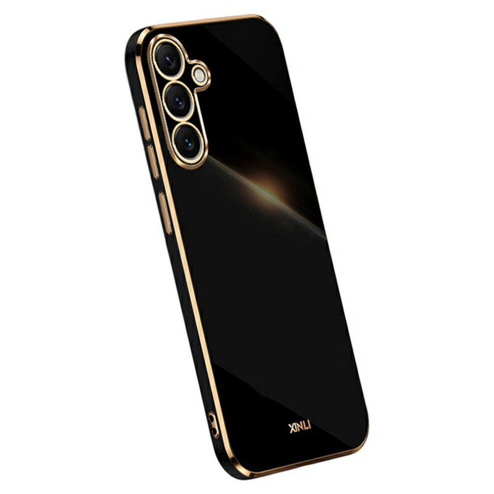(Black) Xinli For Samsung Galaxy S25 Fe Case Tpu Phone Cover With Electroplating Frame Black 6914292089190