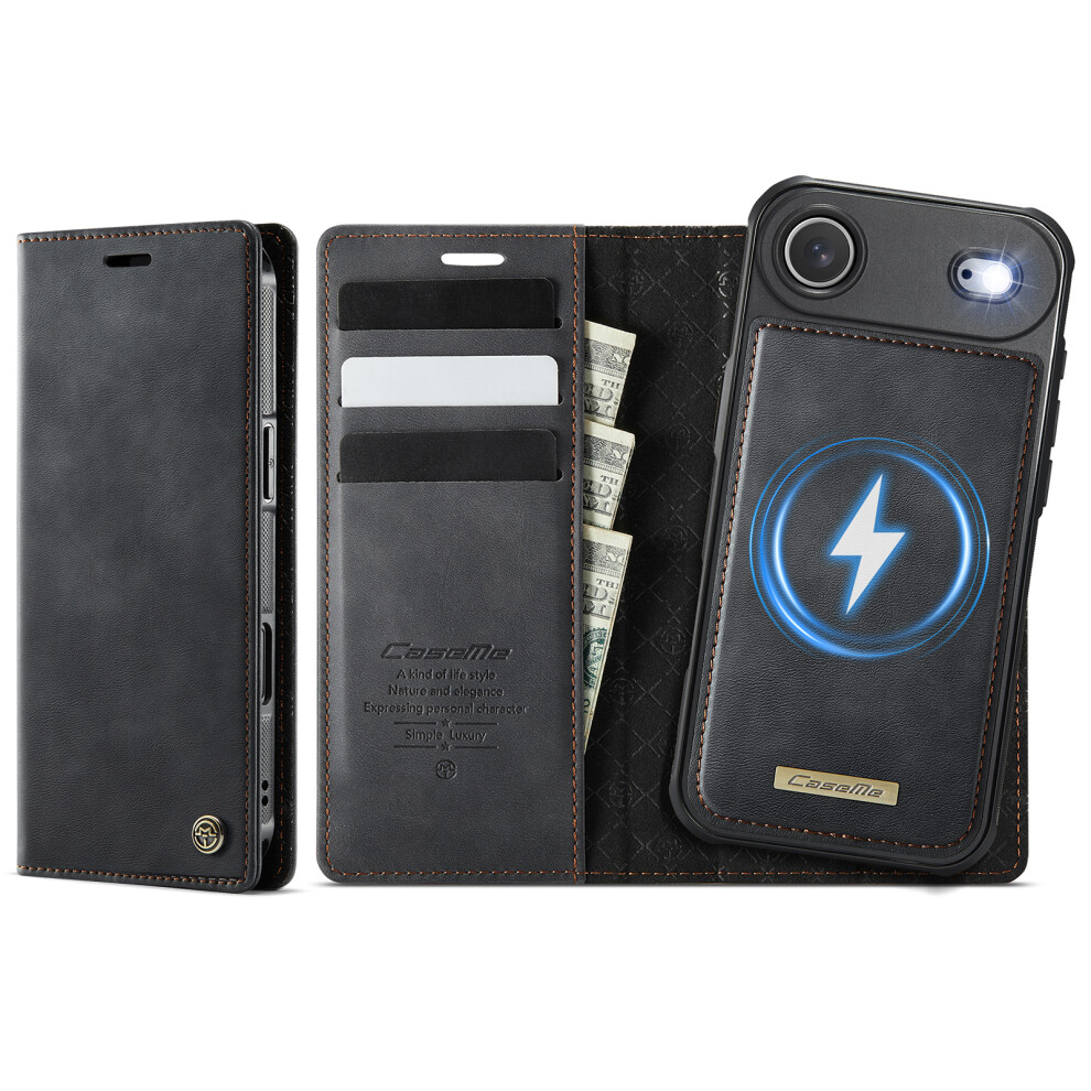 (Black) Caseme For Iphone Air Case C49 Compatible With Magsafe Rfid Blocking Detachable Wallet Leather Phone Cover Black 6914296293487