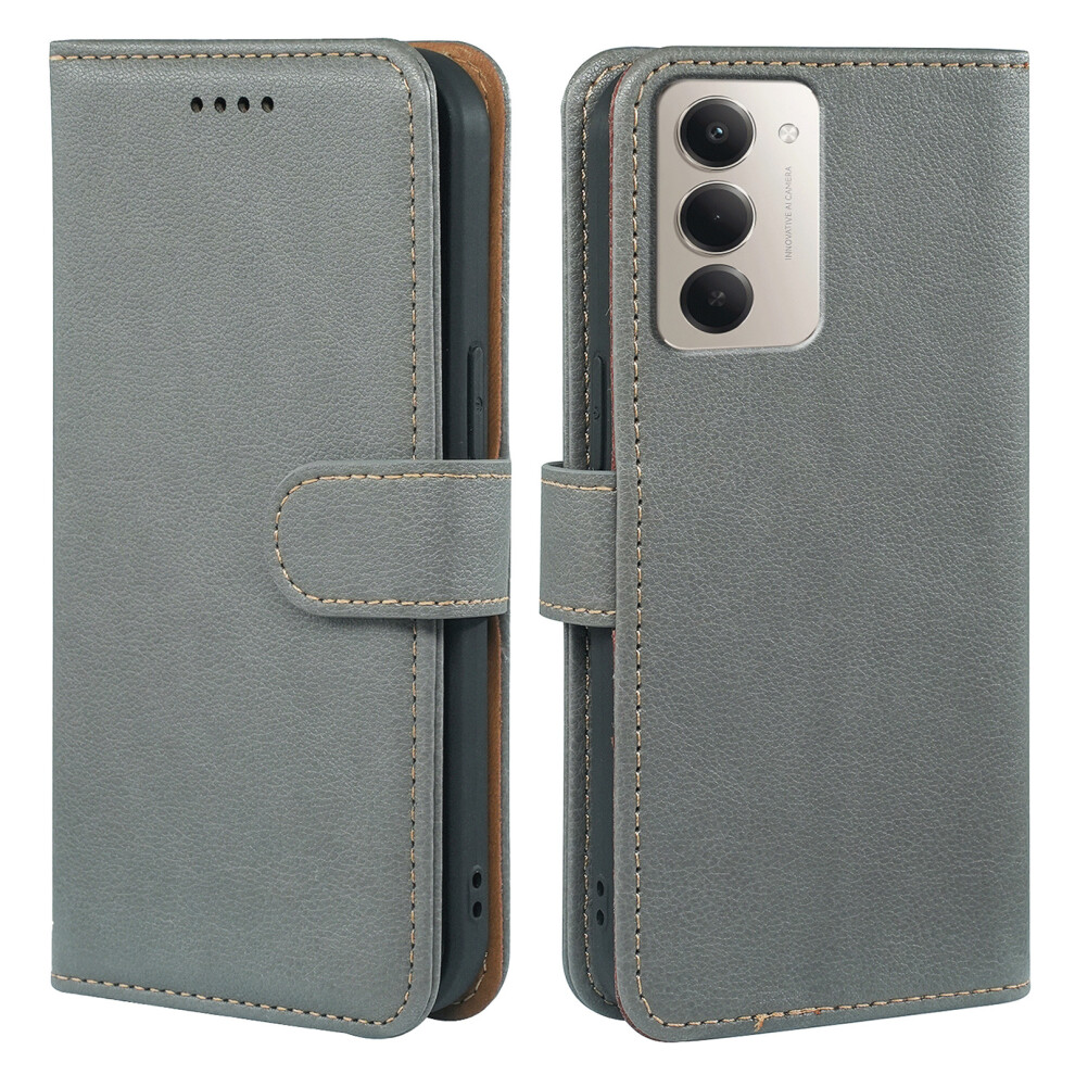 (Grey) For Xiaomi Redmi 15 4G (Eu) (171Mm) Case Rfid Blocking Wallet Litchi Texture Leather Phone Cover Magnetic Clasp Grey 6914296913903