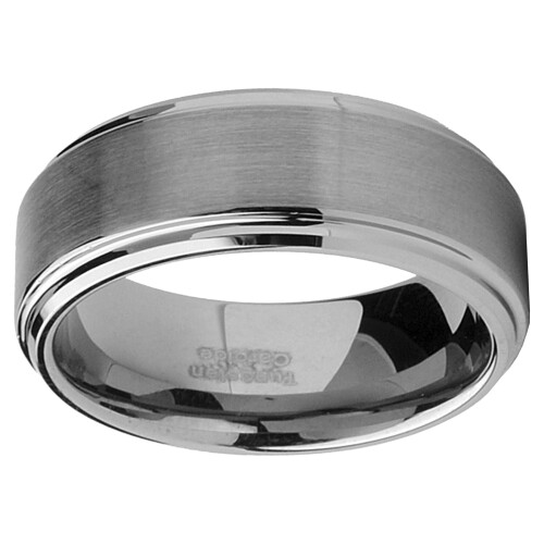 Βέρα γάμου Metal Masters Tungsten για άνδρες, 8MM με βουρτσισμένο φινίρισμα, ασημί χρώμα 2