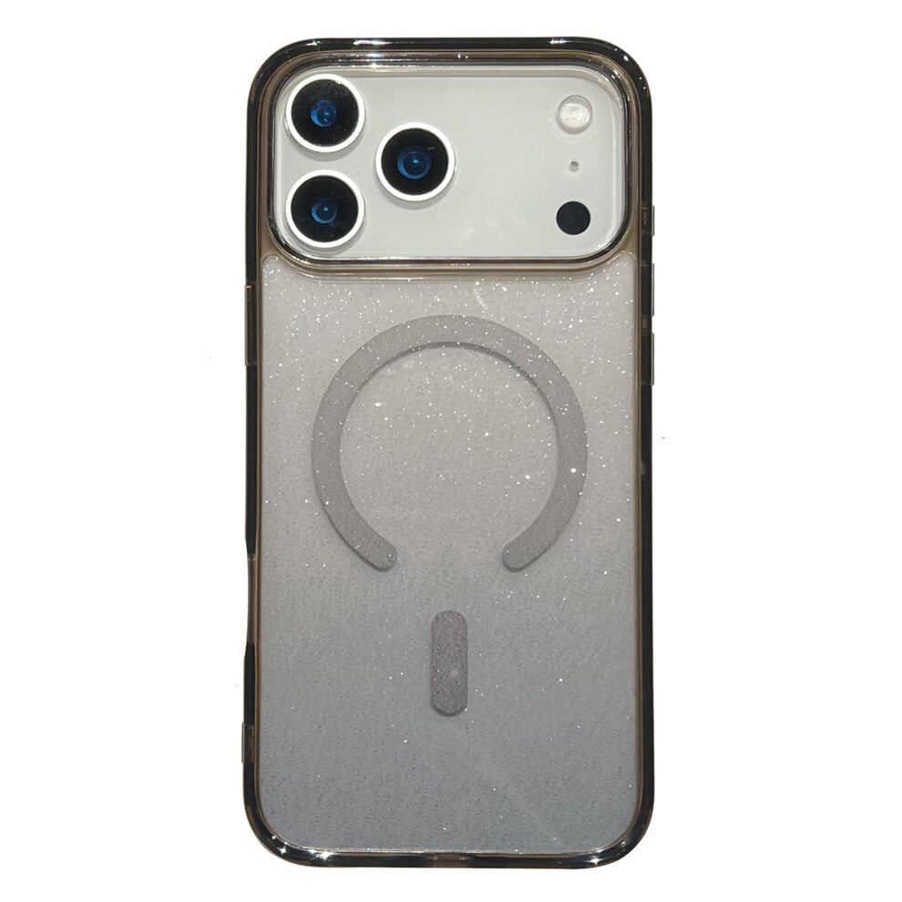 (Transparent ) For Iphone 17 Pro Case Compatible With Magsafe Sparkling Glitter Pc + Tpu Phone Cover Black 6914292406546