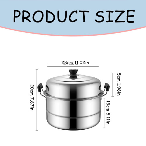 Stainless Steel Steamer Pot 28cm 300g Double Layer 1