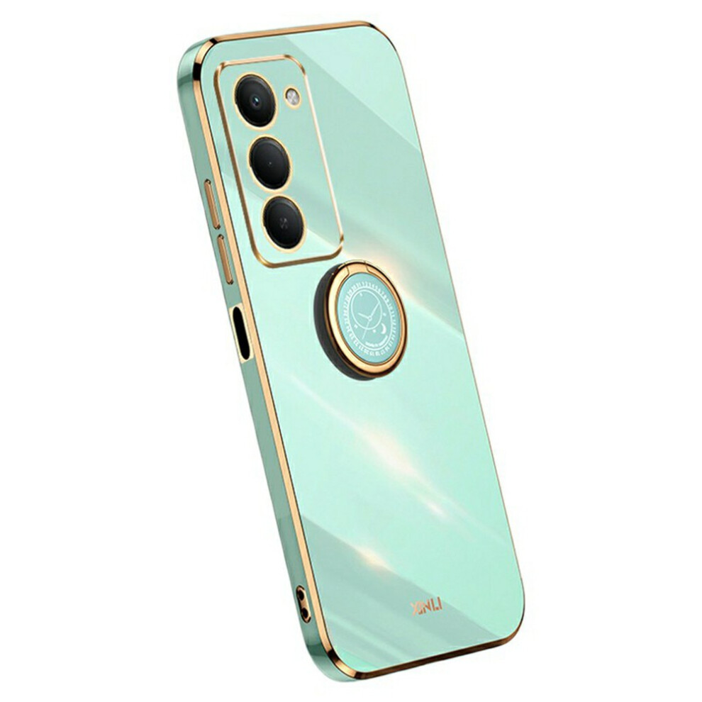 (Cyan) Xinli For Xiaomi Redmi 15 4G (Eu) (171Mm) Case Ring Kickstand Electroplating Tpu Phone Cover Blue 6914294837188