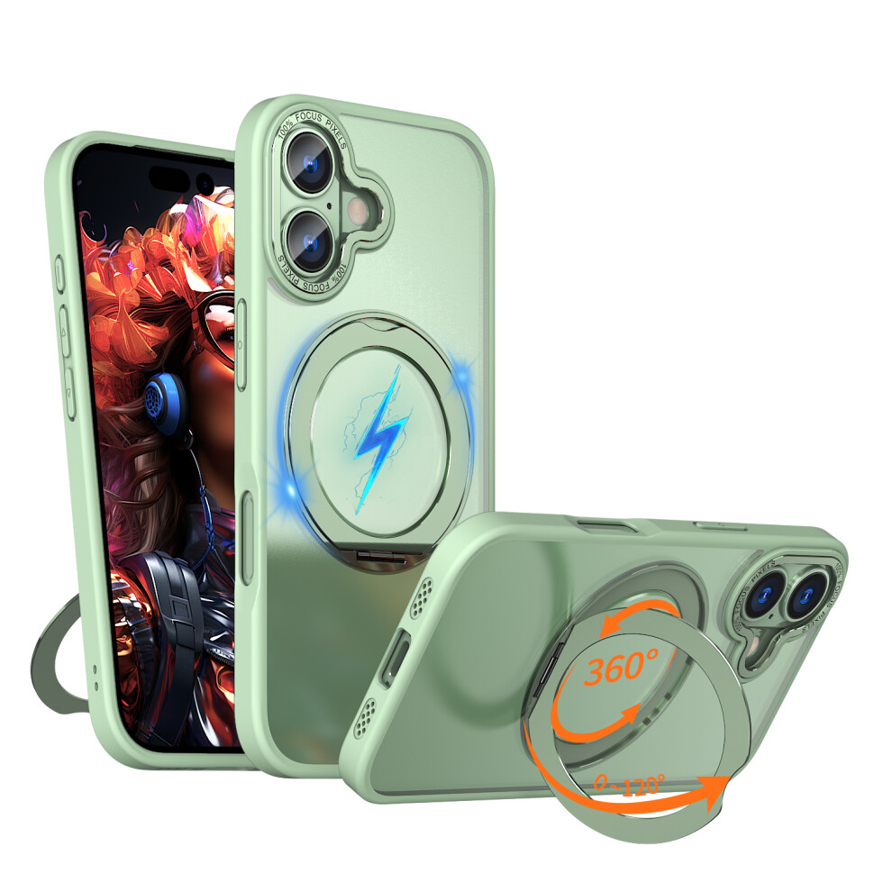 (Green) For Iphone 17 Case Compatible With Magsafe Tpu + Acrylic Kickstand Phone Cover Green 6914299944164