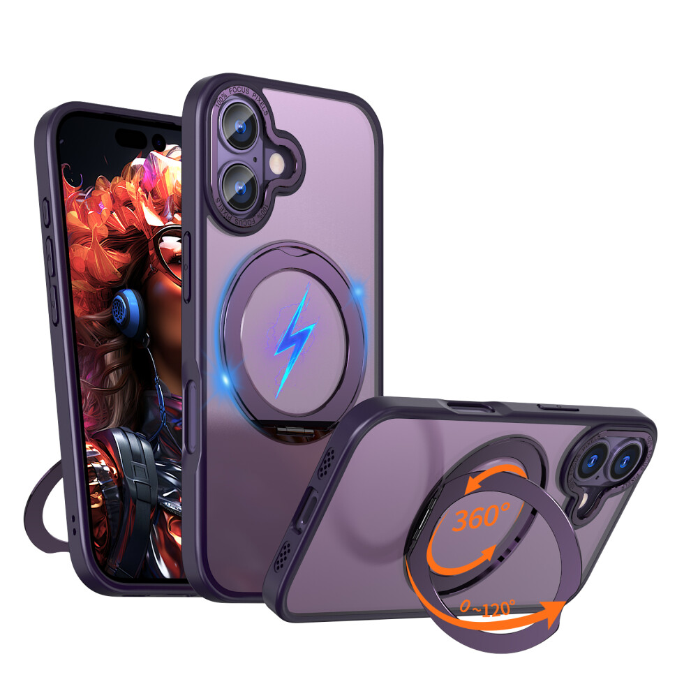 (Purple) For Iphone 17 Case Compatible With Magsafe Tpu + Acrylic Kickstand Phone Cover Purple 6914297954691