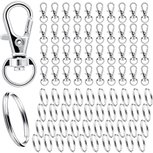Key Rings with Carabiner Silver 80-Pack