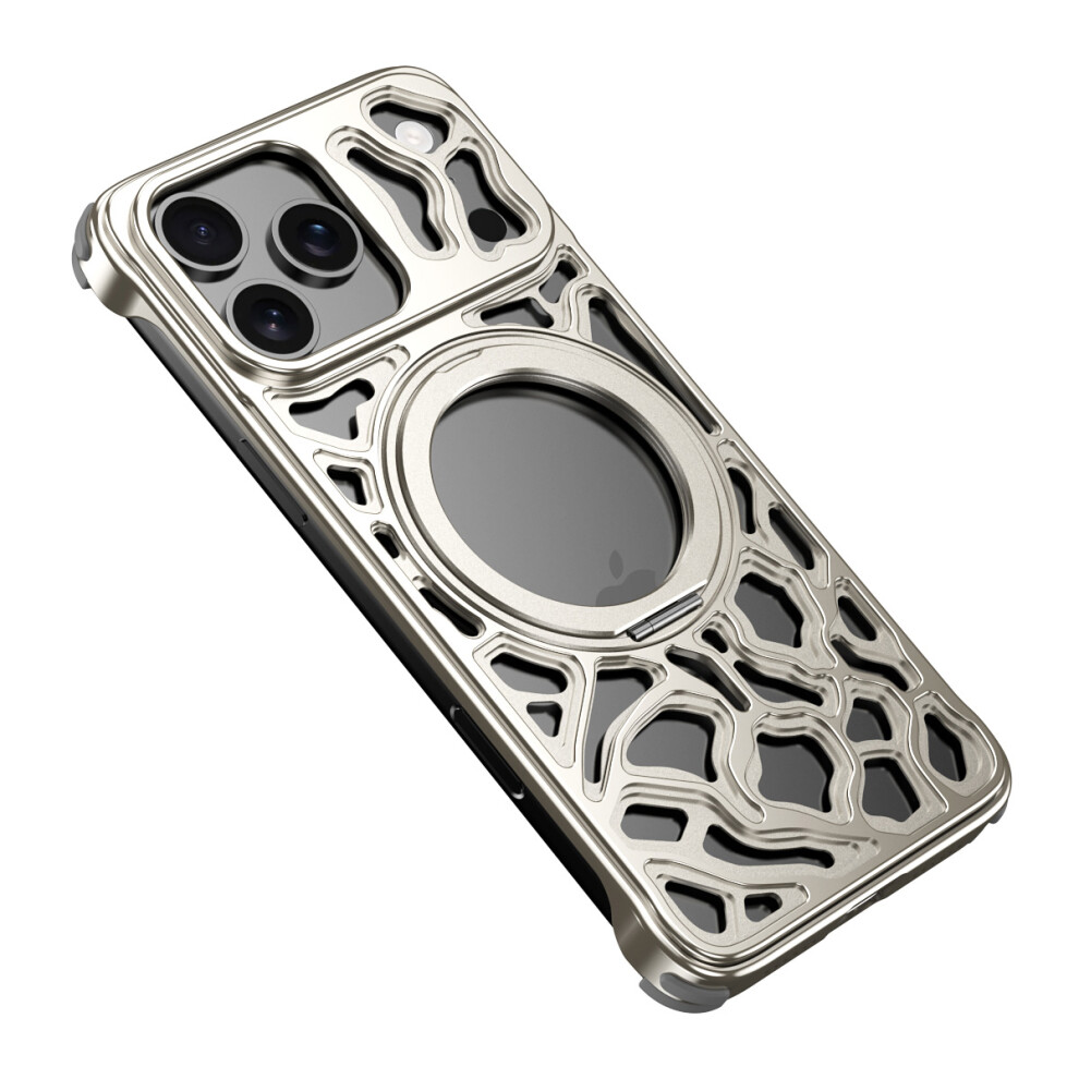 (Titanium) For Iphone 17 Pro Bumper Case Alloy Metal Borderless Back Cover With Magnetic Kickstand 6914293133922