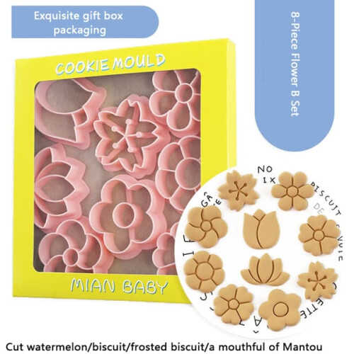 Flower Cookie Cutter Set Baking Tool 8 Pieces