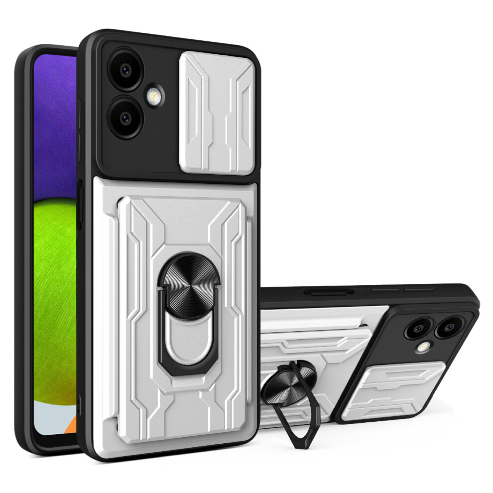 (White) For Samsung Galaxy A07 5G / A07 4G Case Pc + Tpu Kickstand Phone Back Cover With Camera Slider White 6914296706512