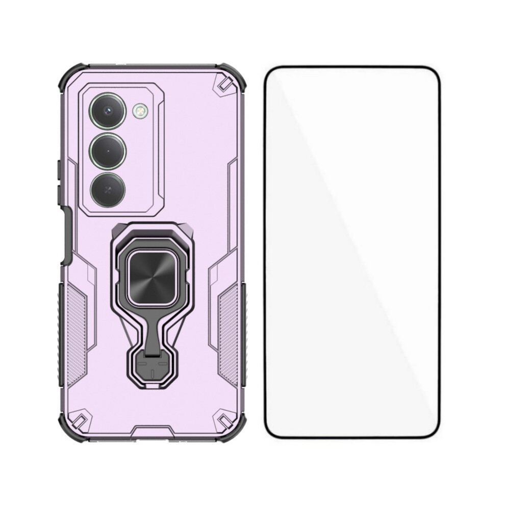 (Purple) Wanlonfeng For Xiaomi Redmi 15 5G (Global) (169Mm) Phone Case Pc Tpu Back Cover Kickstand With Tempered Glass Purple 6914299469445