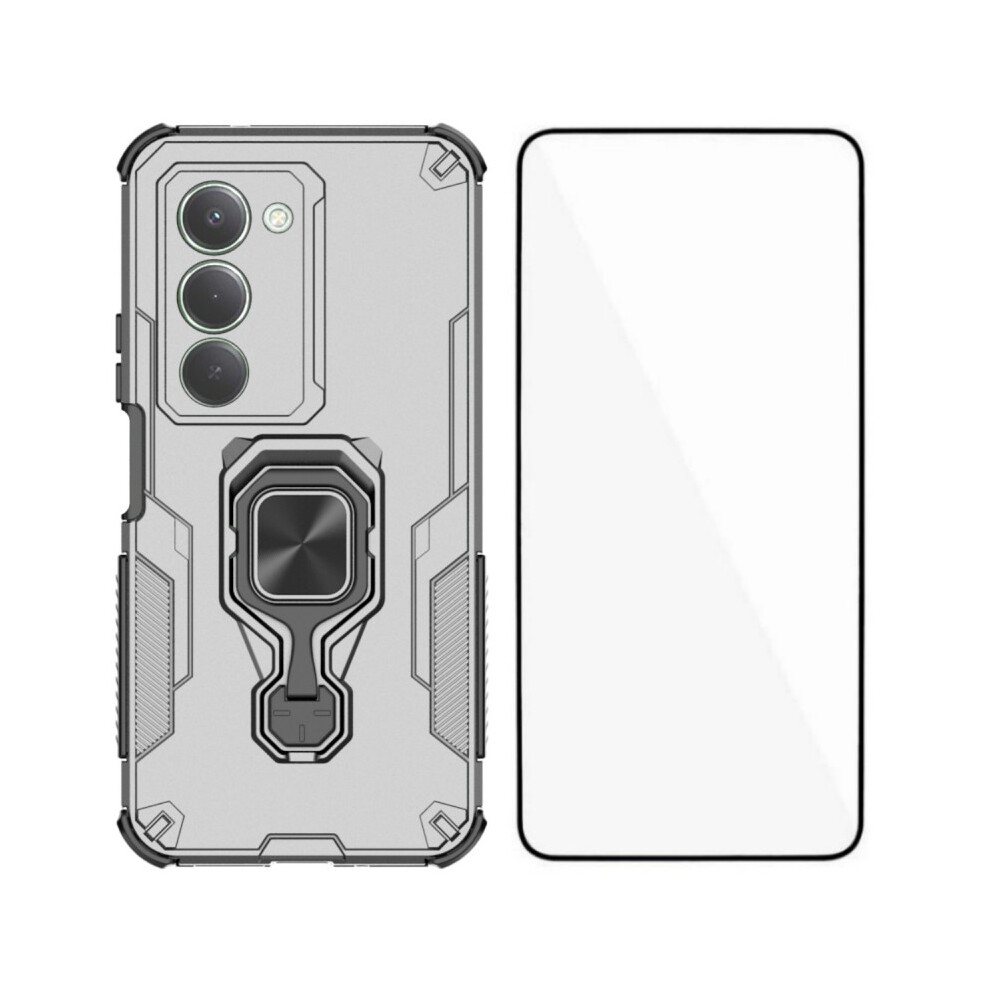 (Grey) Wanlonfeng For Xiaomi Redmi 15 5G (Global) (169Mm) Phone Case Pc Tpu Back Cover Kickstand With Tempered Glass Grey 6914297813646