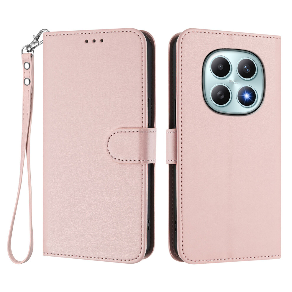 (Pink) For Xiaomi Poco M8 5G / Redmi Note 15 5G (Global) / 15 4G (Global) Leather Case Wallet Stand Phone Cover With Wrist Strap Pink 6914291937799