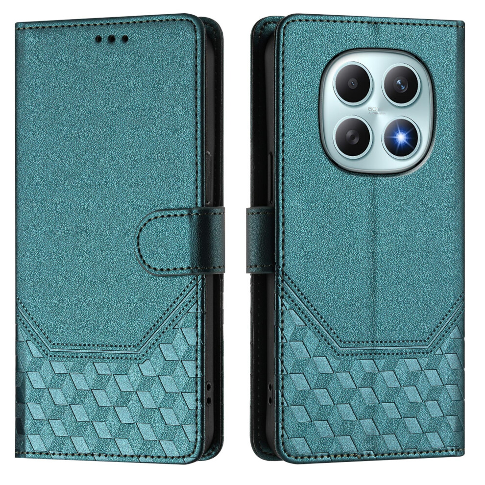 (Green) For Xiaomi Poco M8 5G / Redmi Note 15 5G (Global) Case Imprinted Honeycomb Rfid Blocking Leather Phone Cover With Strap Green 6914294928541