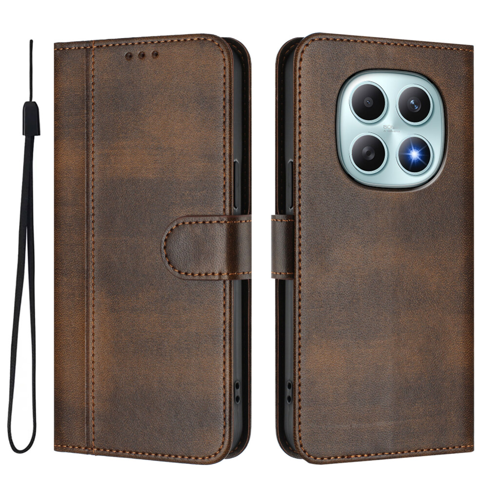 (Brown) For Xiaomi Poco M8 5G / Redmi Note 15 5G (Global) Cases Wallet Stand Retro Texture Leather Phone Cover With Lanyard Brown 6914295160643