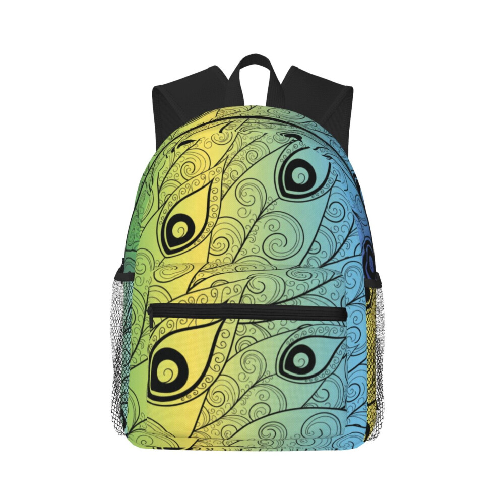Peacock Feather Backpack Laptop Travel Bag 15.6 Inch 900881738958