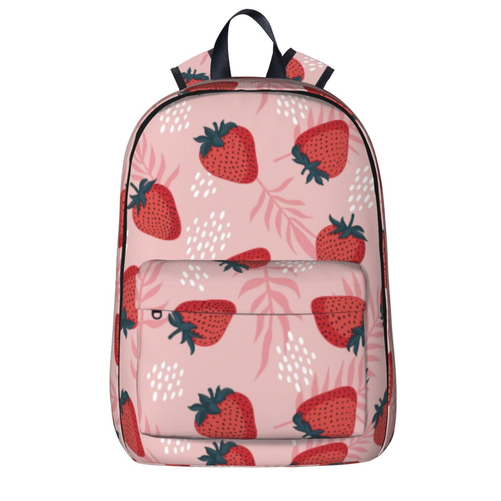 Strawberry And Leaves Pattern Backpack 15.6-Inch Green 900881750783