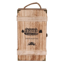 Vintage Hout 2 Wijnfles Box Carrier Krat Case Opslag Draagdisplay Houder Verjaardagsfeestje Kerstcadeau