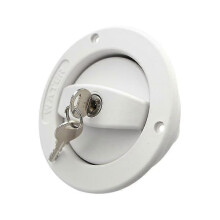 RV water inlet hatch with lock key and gravity feed