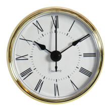 Round quartz clock insert gold edges 70 mm