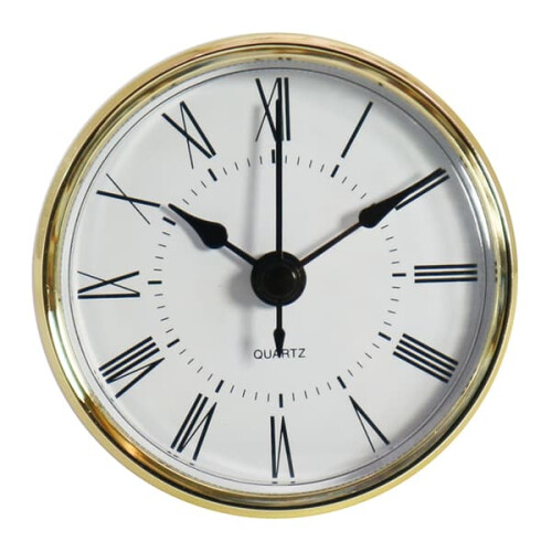 Round quartz clock insert gold edges 70 mm