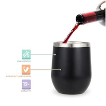 Stainless Steel Wine Glass with Lid 12 oz 2 pcs Blue