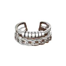 Adjustable Anti-Stress Ring Silver Rotatable