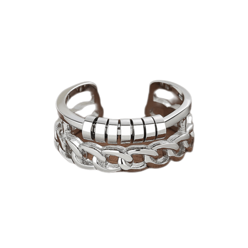 Adjustable Anti-Stress Ring Silver Rotatable