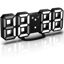 3D LED Wall Clock Digital Alarm Clock White 3 Brightness