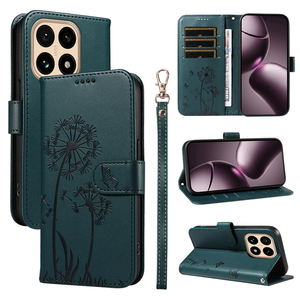 (Blue) For Xiaomi 15T Leather Wallet Case With Strap Dandelion Imprint Phone Stand Cover Blue 6914296815016