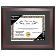 Cadre pour diplĂ´me TiaGOC16x20.5, finition acajou, avec passe-partout noir. Convient aux documents de 40,6 x 52 cm (16 x 20,5 pouces). Verre et
