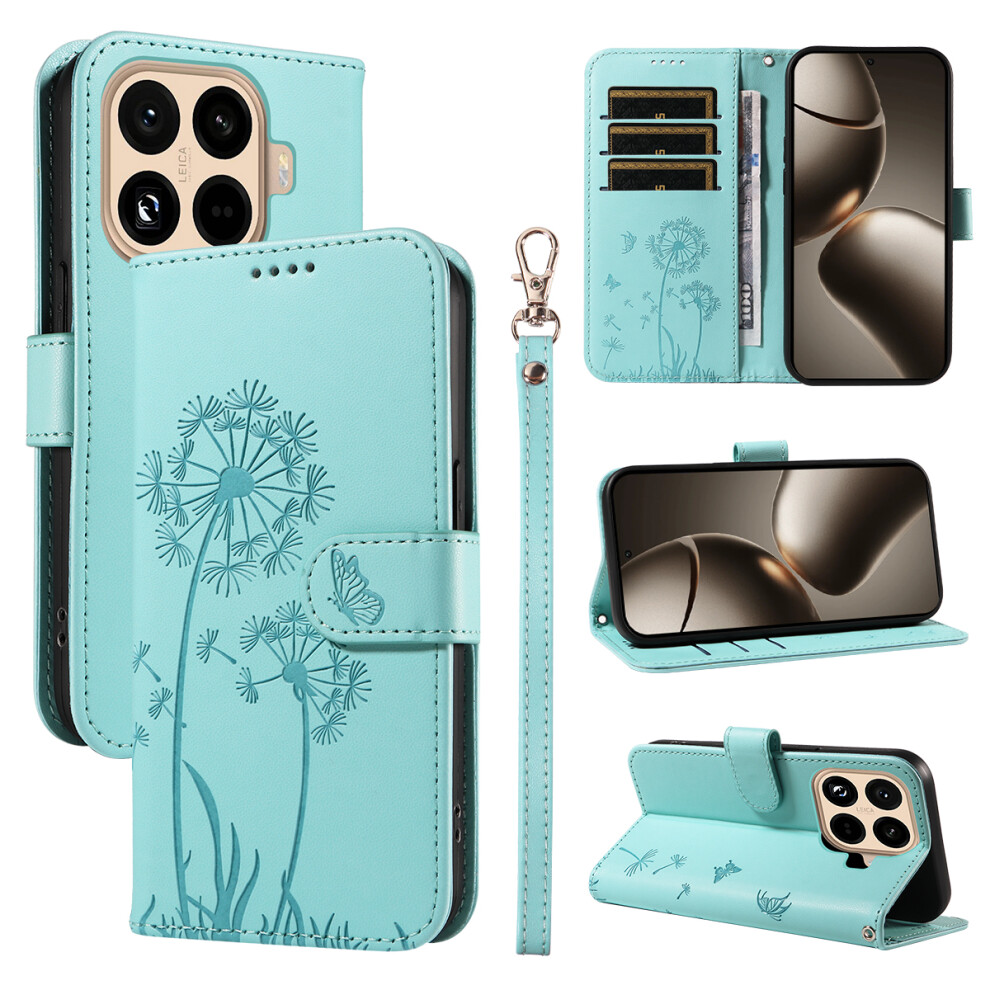 (Green) For Xiaomi 15T Pro Leather Wallet Case With Strap Dandelion Imprint Phone Stand Cover Green 6914297130668