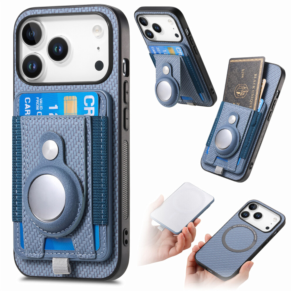 (Blue) For Iphone 17 Pro Detachable Case Compatible With Magsafe With Airtag Holder Card Holder Kickstand Blue 6914292425127