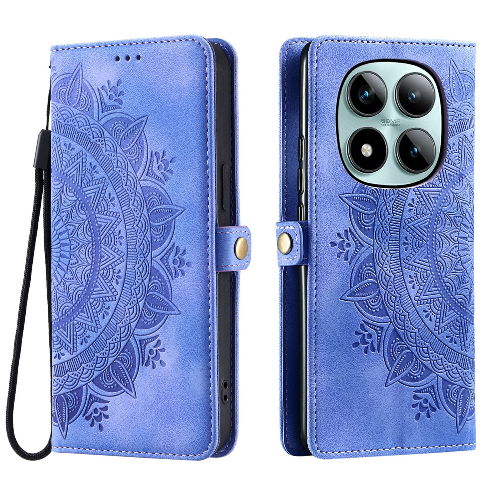 (Purple) For Xiaomi Poco M8 Pro 5G / Redmi Note 15 Pro+ 5G (Global) Case Skin Feel Totem Imprinted Wallet Leather Phone Cover With Hand Str Purple 6914290918713