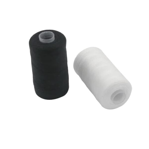 Polyester sewing thread 500m 2-pack black white