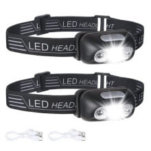 USB Rechargeable Headlamp IPX6 Waterproof 160 Lumen 2-Pack