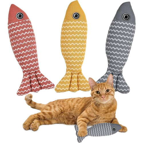 Cat kick toys with catnip fish shape 3 pieces