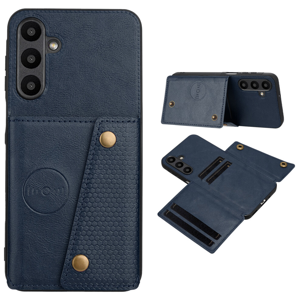 (Blue) For Samsung Galaxy A17 4G / 5G Case With Card Slots Kickstand Leather + Tpu Phone Cover Blue 6914293036865