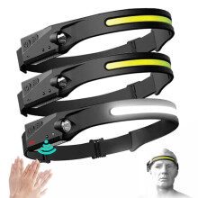 LED headlamp with motion sensor black 3 pcs