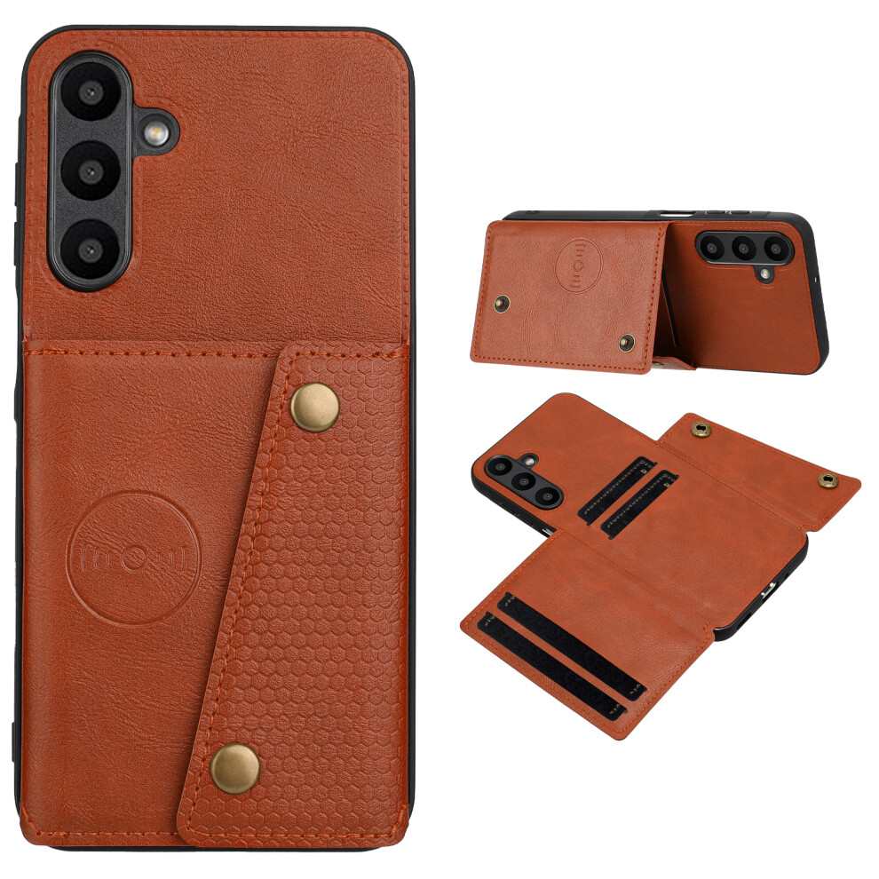 (Brown) For Samsung Galaxy A17 4G / 5G Case With Card Slots Kickstand Leather + Tpu Phone Cover Brown 6914299283294