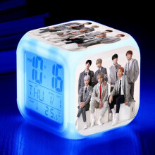 LED Digital Alarm Clock Bedroom Cube Clock with 4-Sided
