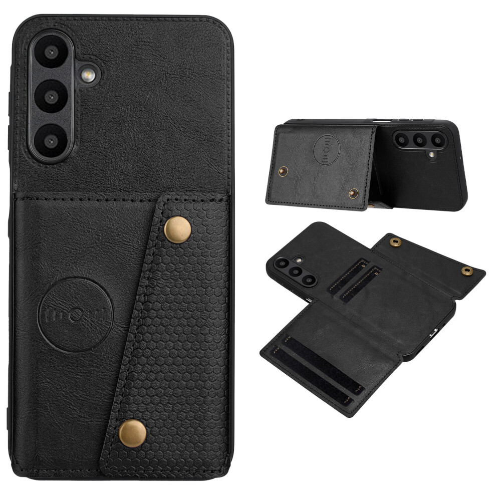 (Black) For Samsung Galaxy A17 4G / 5G Case With Card Slots Kickstand Leather + Tpu Phone Cover Black 6914297172606
